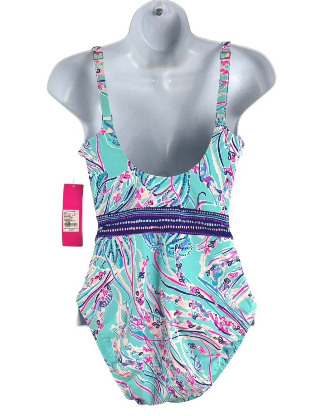 Lilly Pulitzer Riya One Piece Swimsuit Size 6 Bayside Blue Under The Moon SW2174